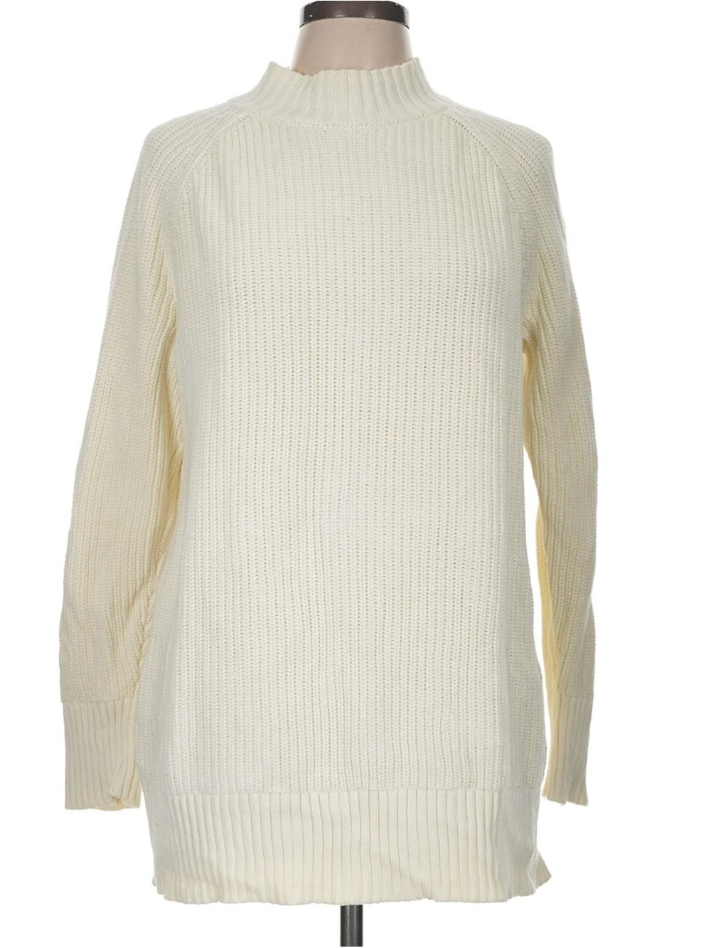 Lands End Classic Cream Rib-Knit Women’s Tunic Sweater